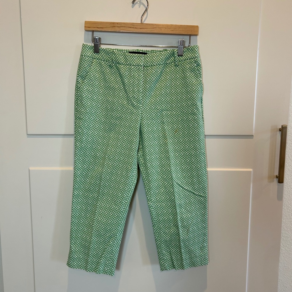 Talbots Heritage Green White Basketweave‎ Cropped Capri Pants Mens 4P Petite
